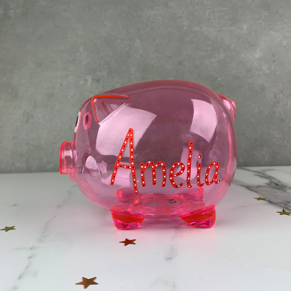 Personalised Transparent Piggy Bank - Any Name