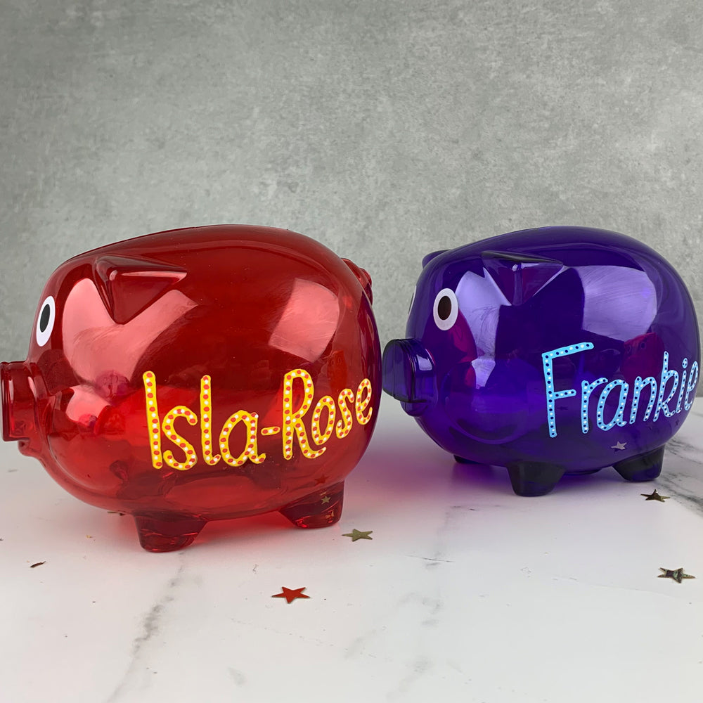 Personalised Transparent Piggy Bank - Any Name