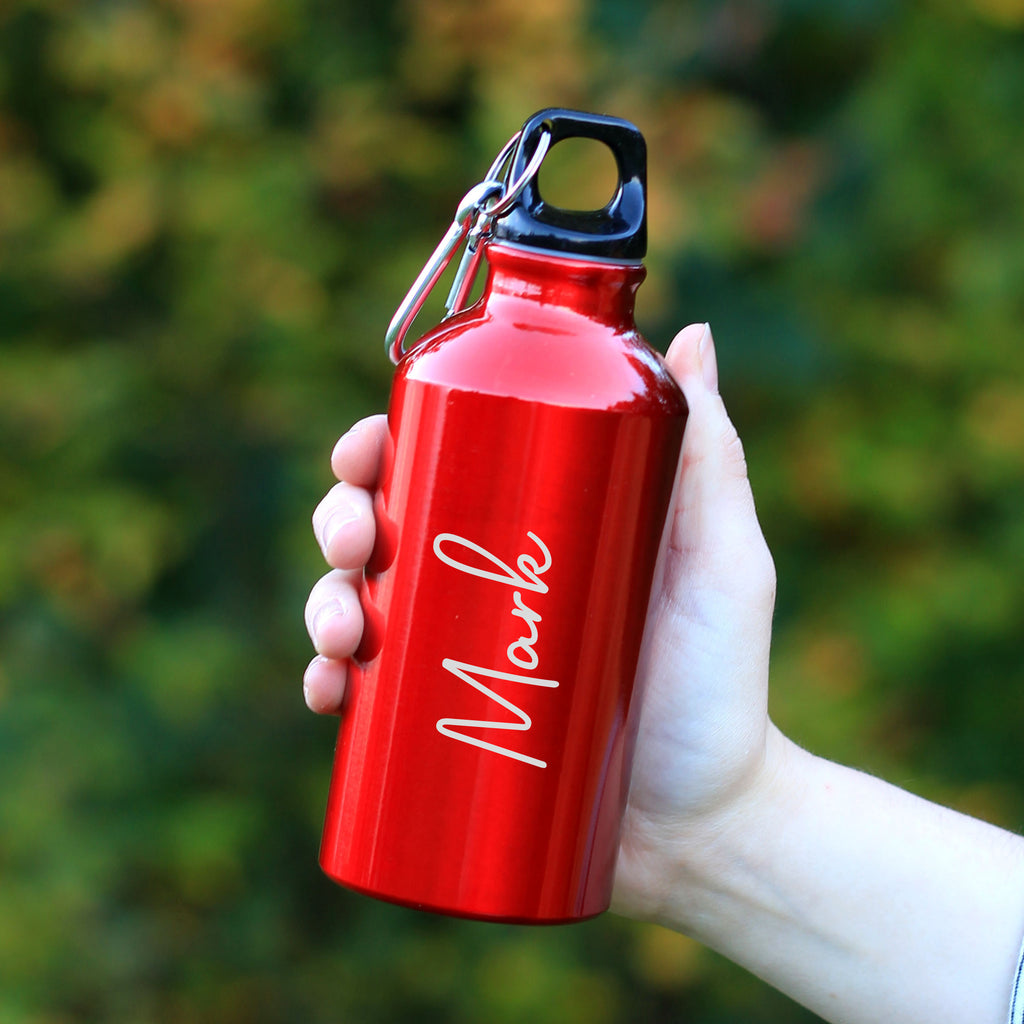 Personalised Children's 400ml Metal Water Bottle with Carabiner Clip