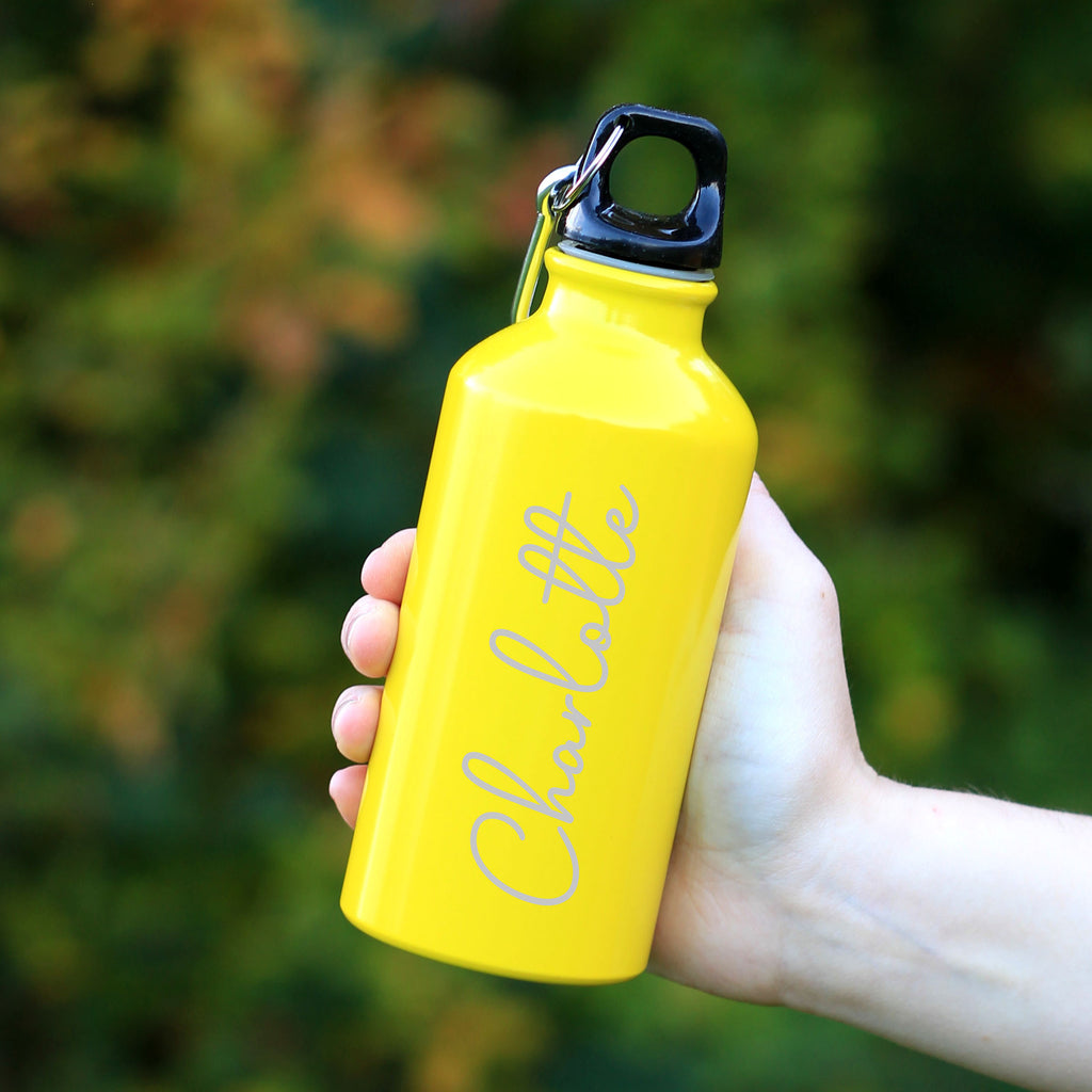 Personalised Children's 400ml Metal Water Bottle with Carabiner Clip