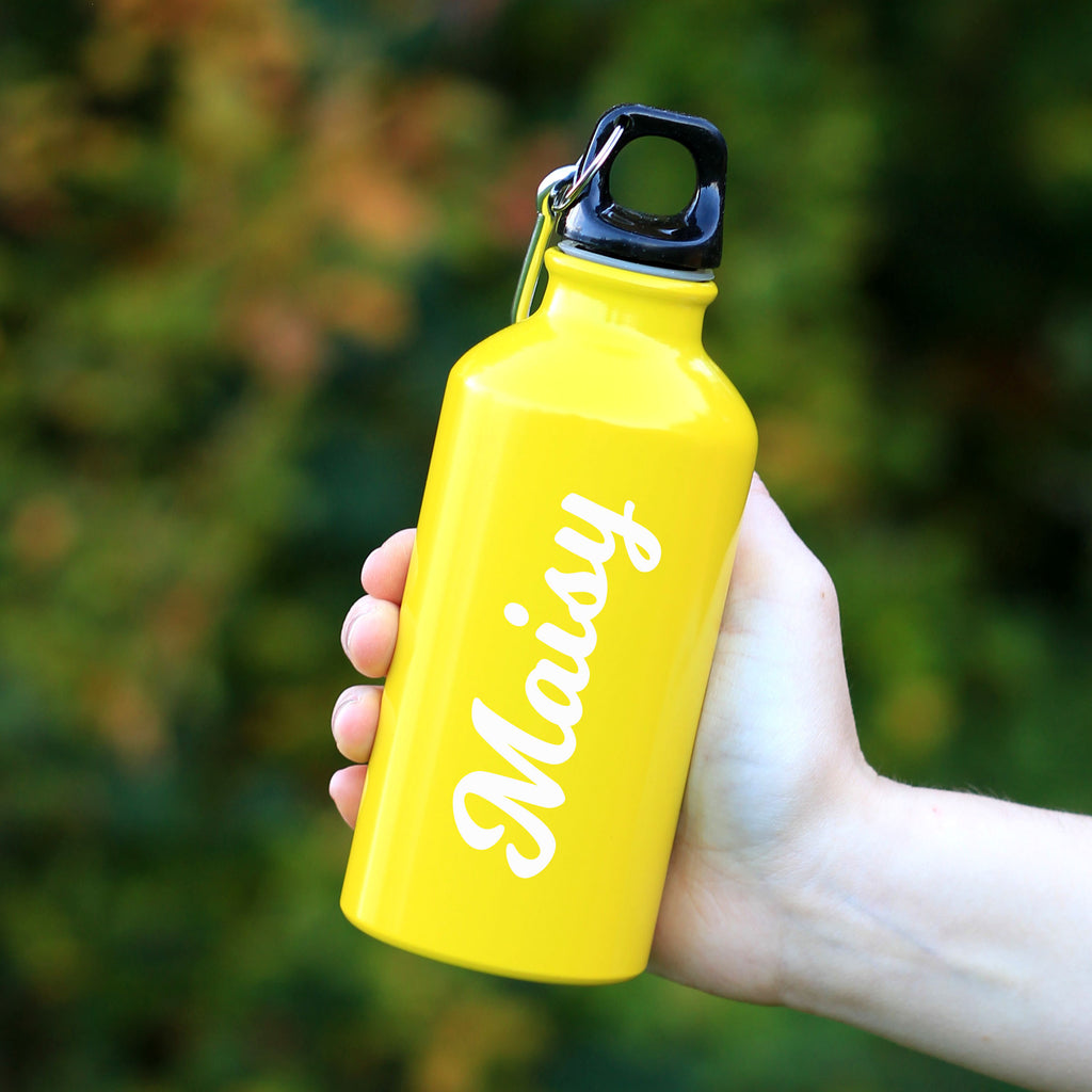 Personalised Sports Bottle with Carabiner Clip Metal 400ml Drinks Bottle for Boys and Girls