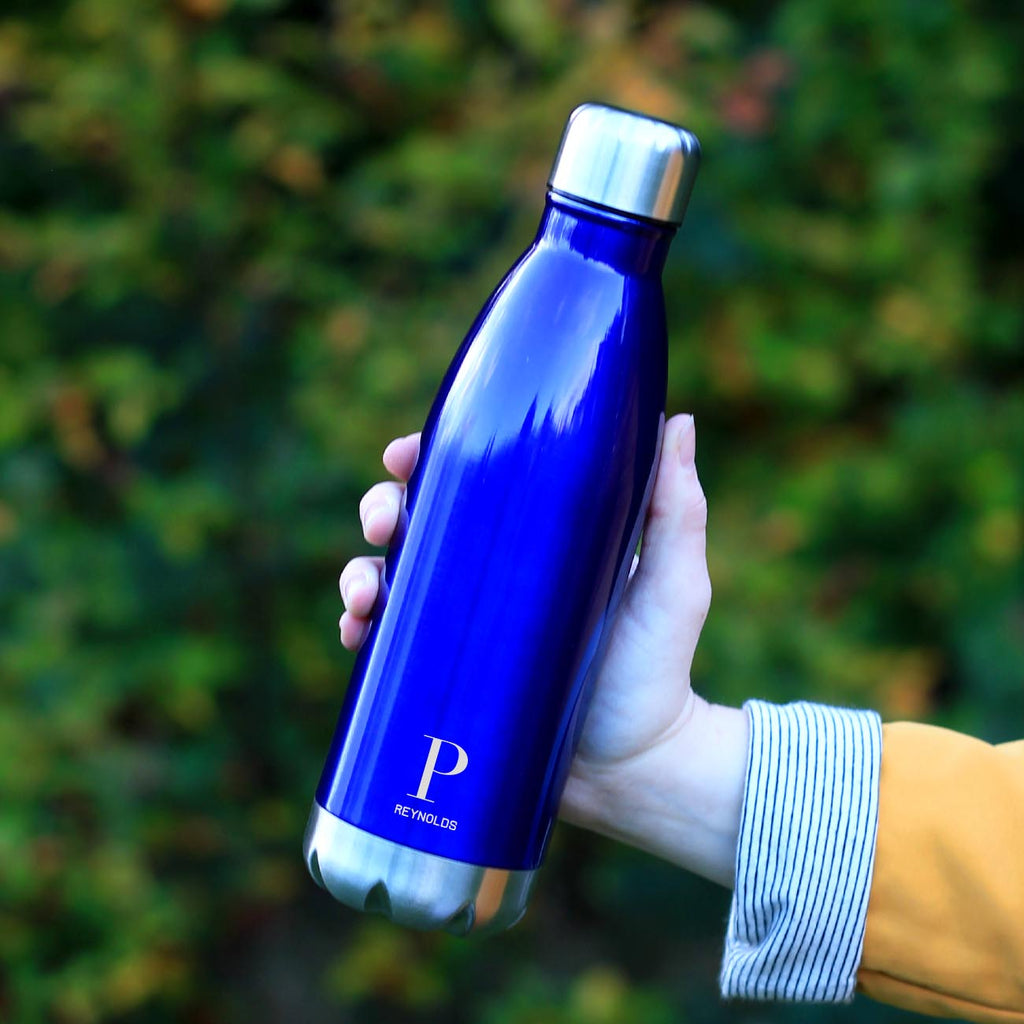 Personalised Reusable Metal 500ml Water Bottle - Initial & Name