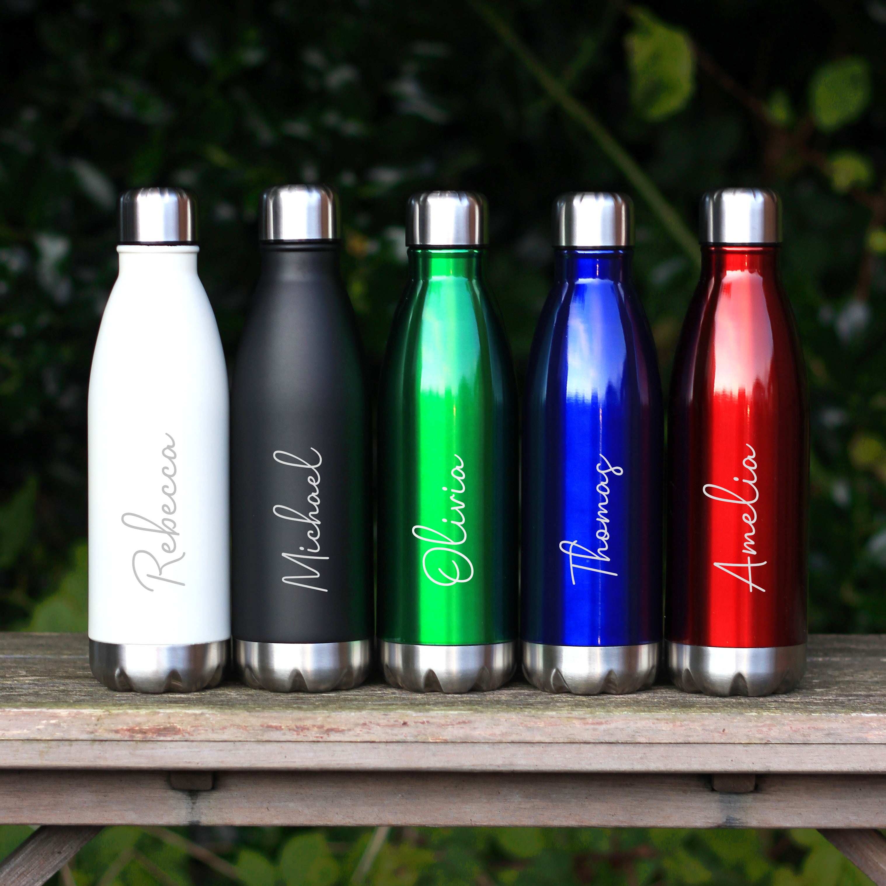 Personalised 500ml Insulated Stainless Steel Water Bottle – Initial, Sport, Gym