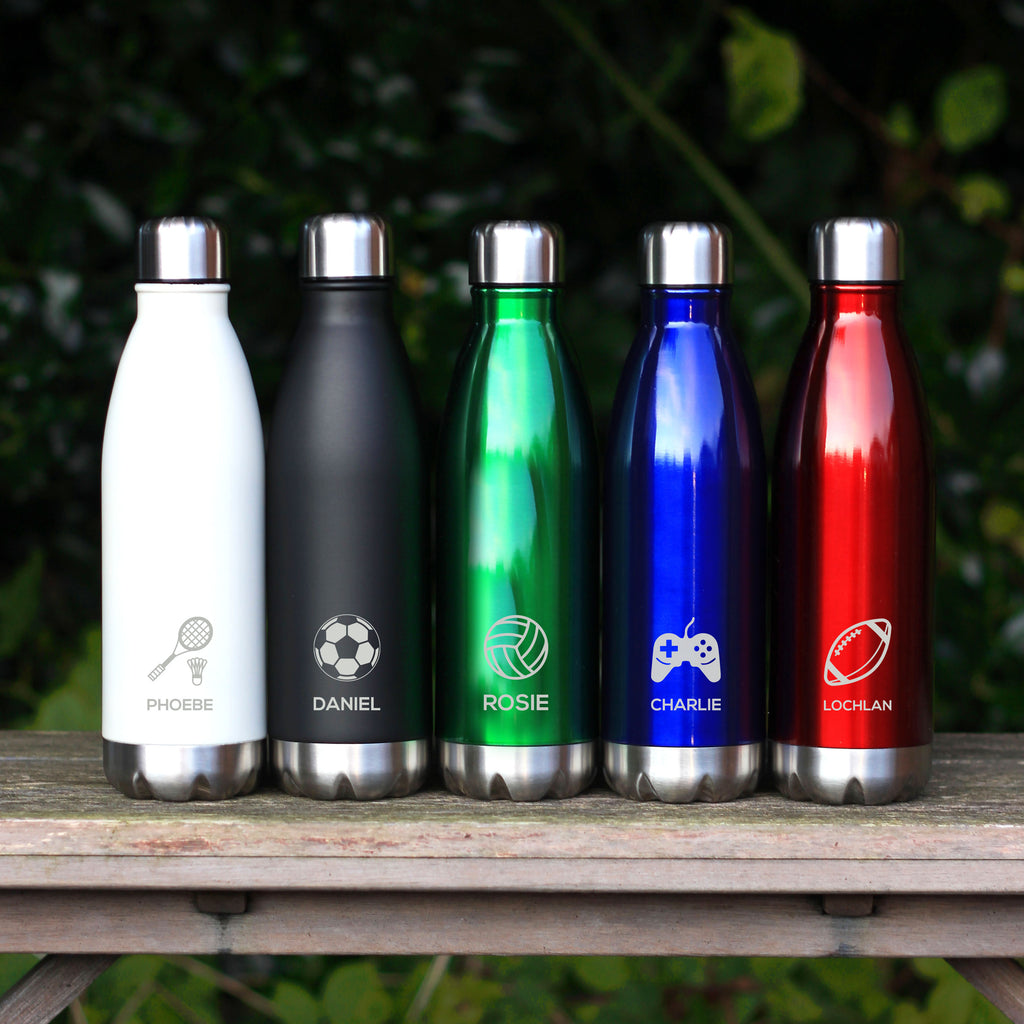 Personalised Water Bottle 500ml Vacuum Insulated Stainless Steel Flask - Sports, Hobby Icon & Custom Name