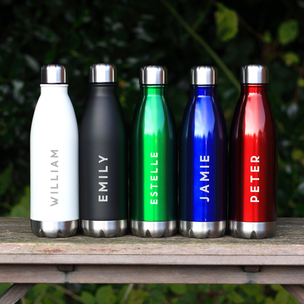 Personalised Stainless Steel  Double Walled Water Bottle with Custom Engraving