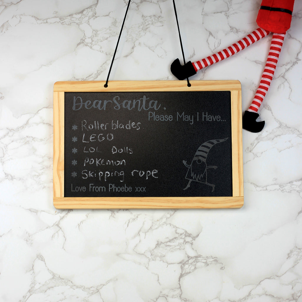 Personalised "Dear Santa, Please May I Have" Hanging Christmas List Chalkboard