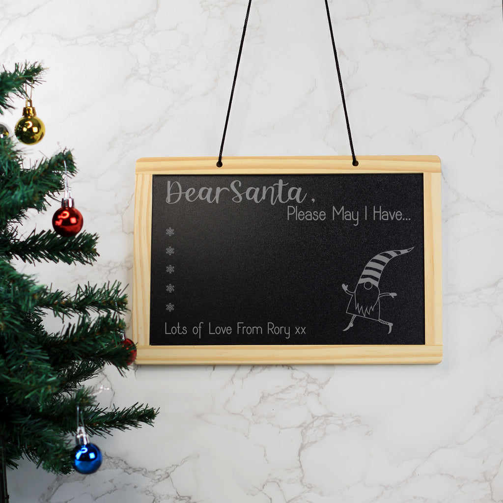 Personalised "Dear Santa, Please May I Have" Hanging Christmas List Chalkboard