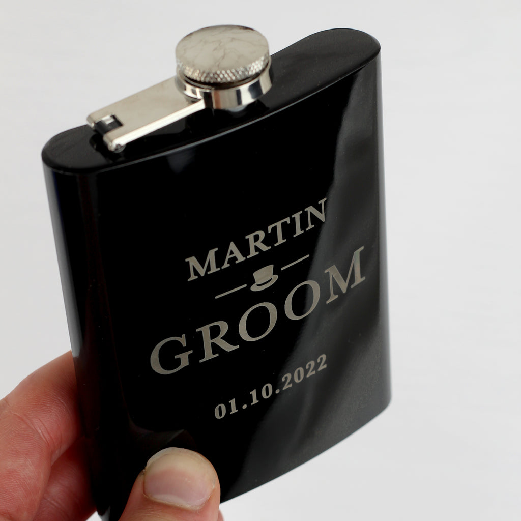 Personalised 7oz Metal Hip Flask for Father of the Bride / Groom, Best Man, Usher, Groomsmen