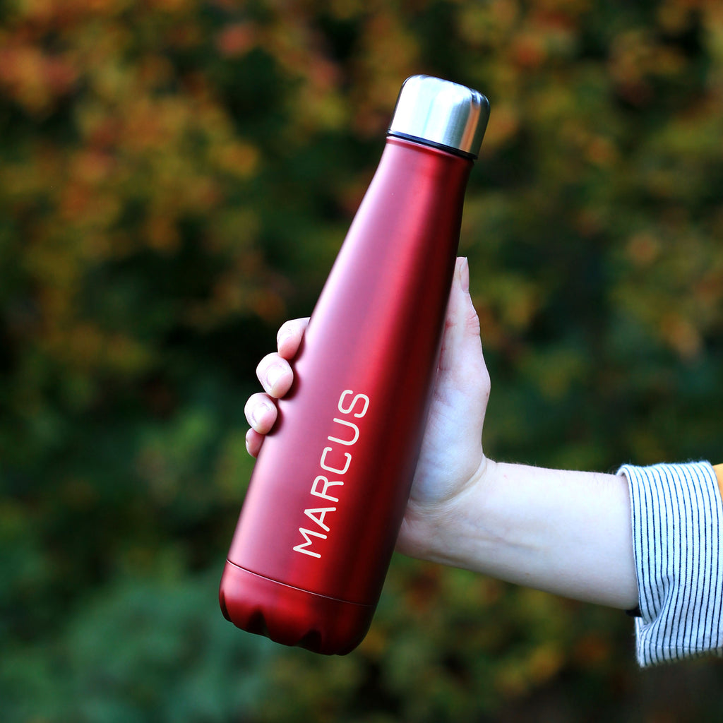 Personalised Metal Water Bottle, Custom Engraved with Any Name