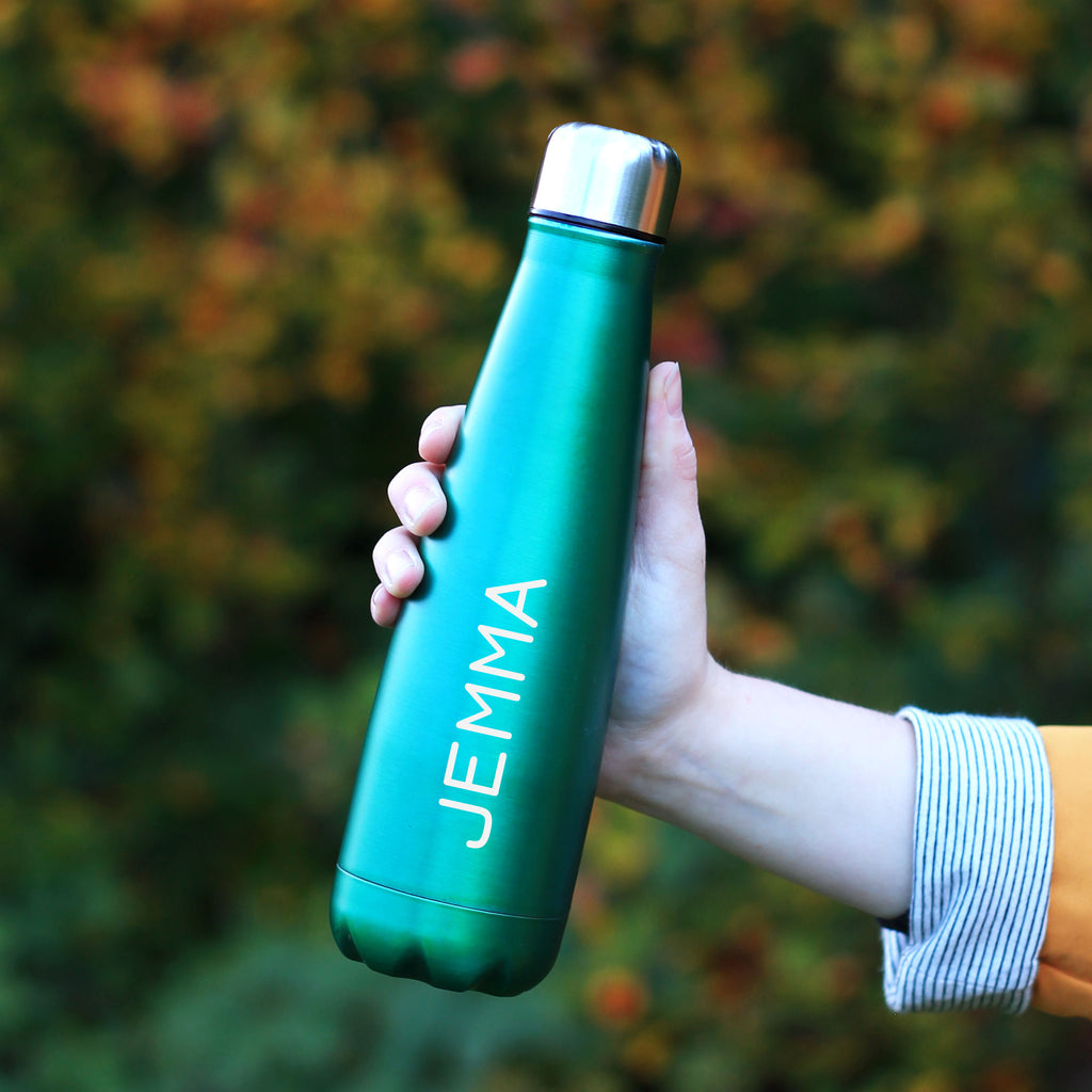Personalised Metal Water Bottle, Custom Engraved with Any Name