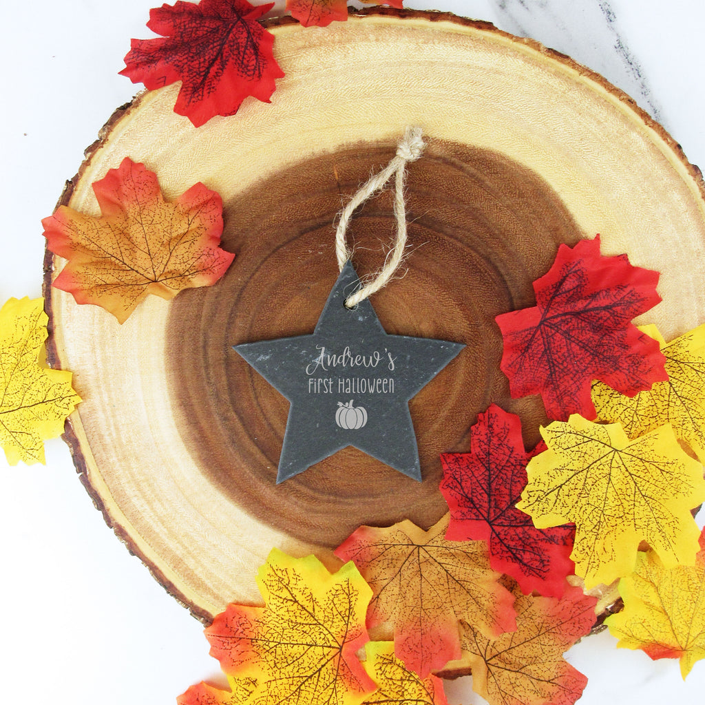 Personalised "First Halloween" Slate Heart Hanging Decoration