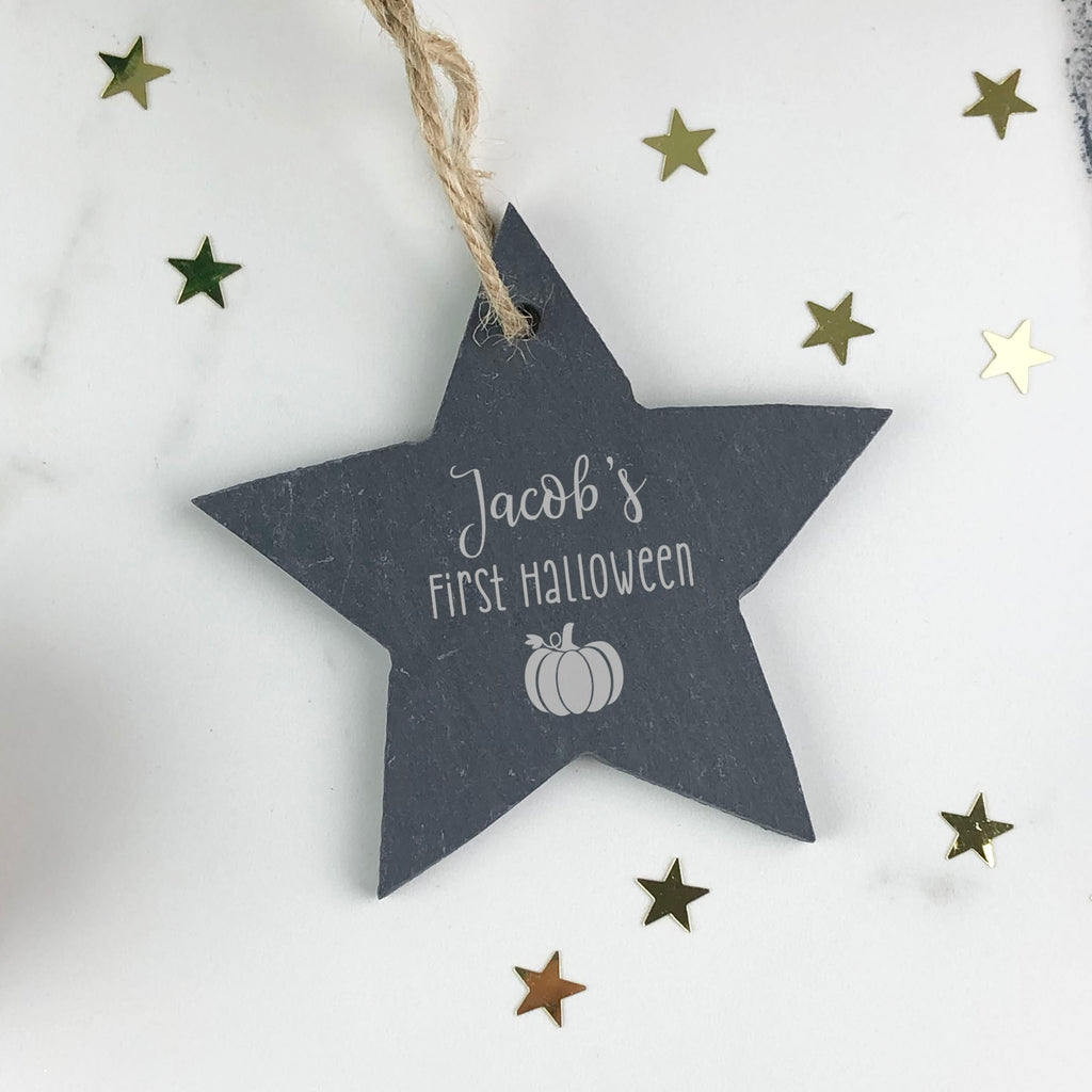 Personalised "First Halloween" Slate Star Hanging Decoration
