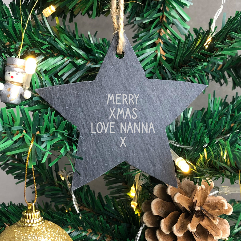 Personalised Baby First Christmas Slate Star Bauble