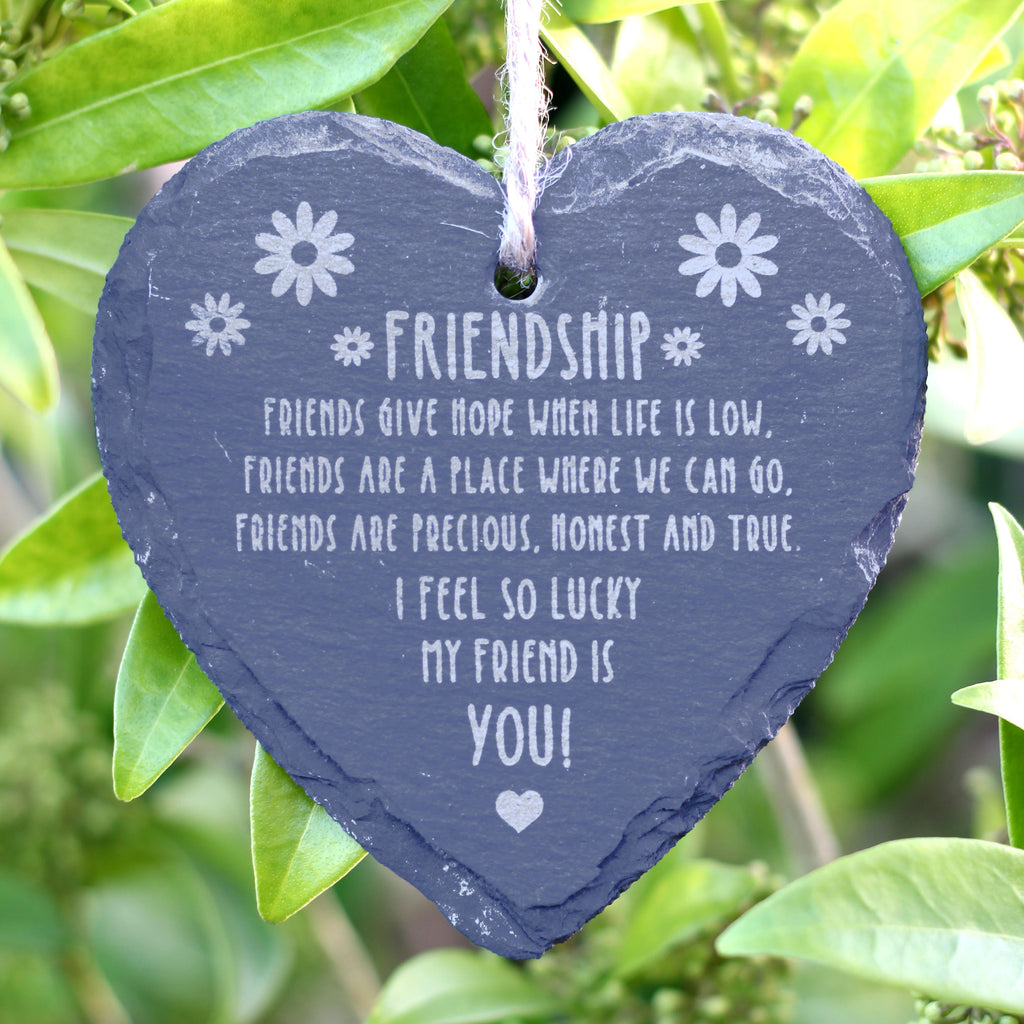 Personalised Slate 'Friendship' Hanging Heart Decoration