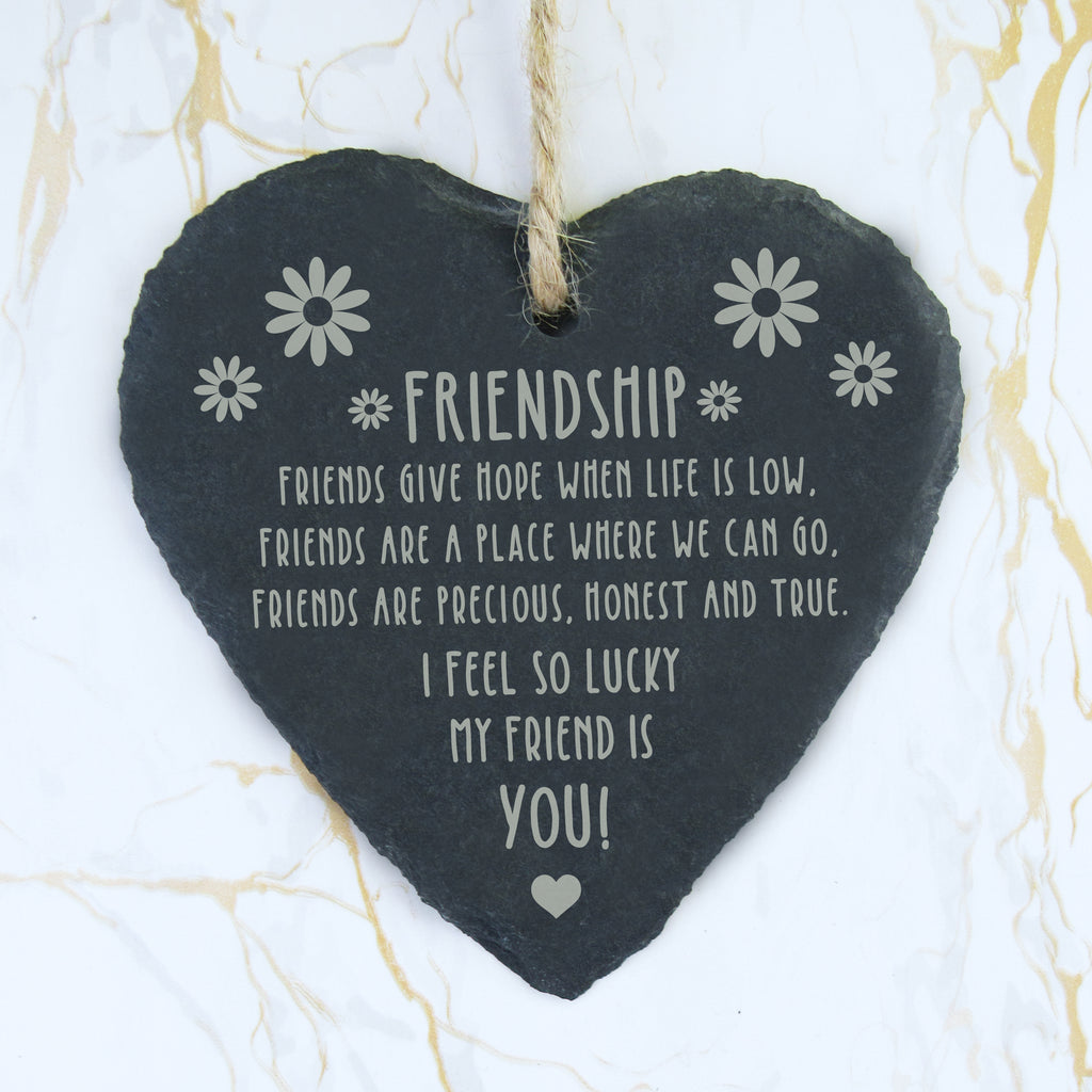 Personalised Slate 'Friendship' Hanging Heart Decoration