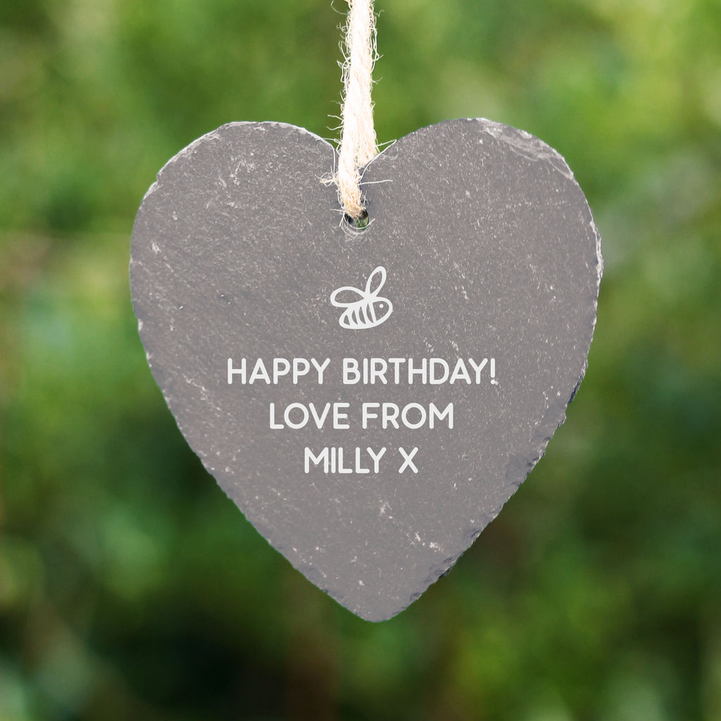 Personalised Grandad's Garden Hanging Heart Slate Sign - A Place Where Love Grows'