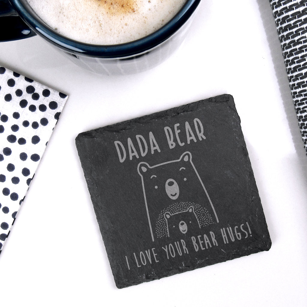 Personalised 'Daddy Bear' Square Slate Coaster