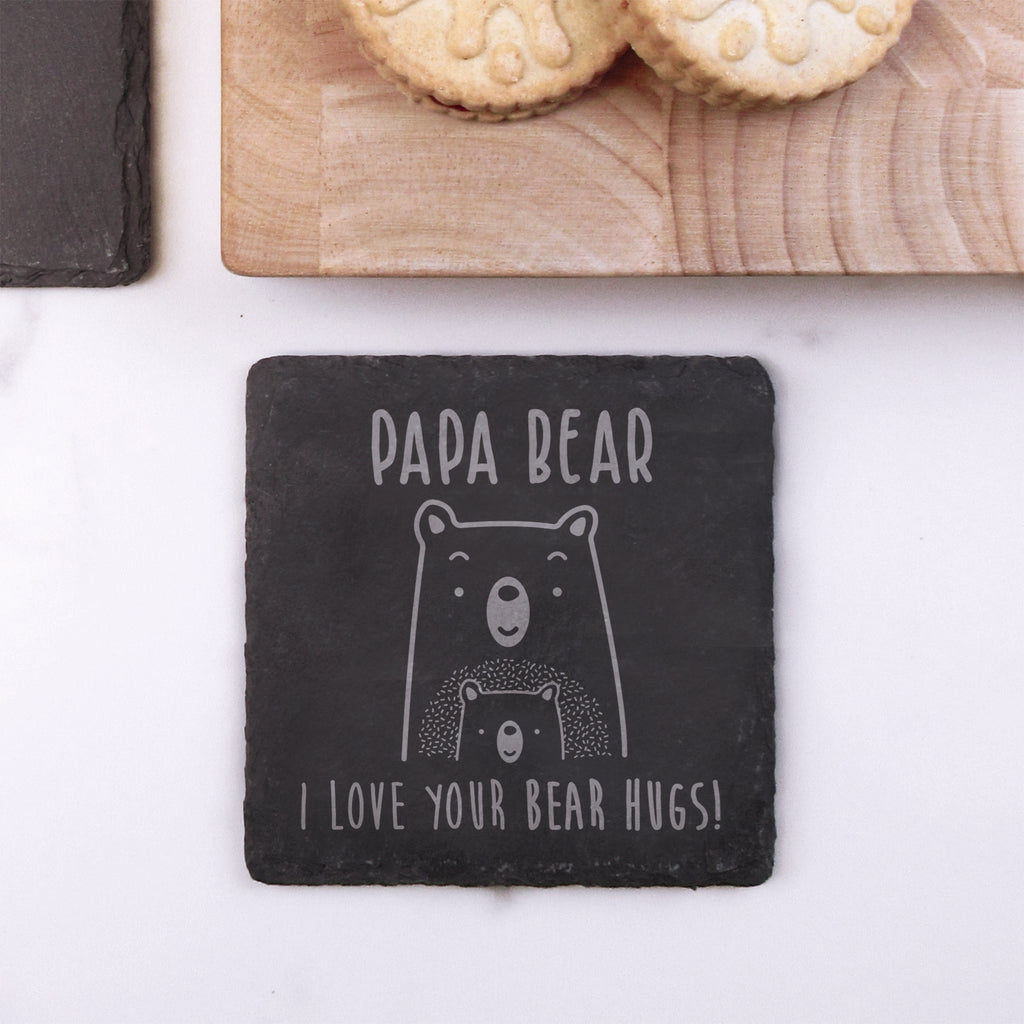 Personalised 'Daddy Bear' Square Slate Coaster