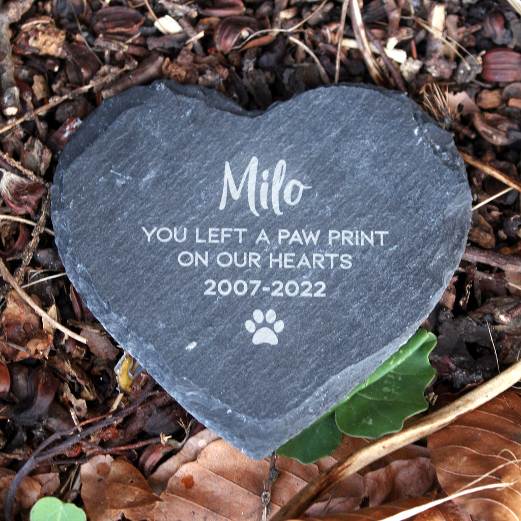 Personalised Slate Heart Coaster- You Left A Pawprint On Our Hearts