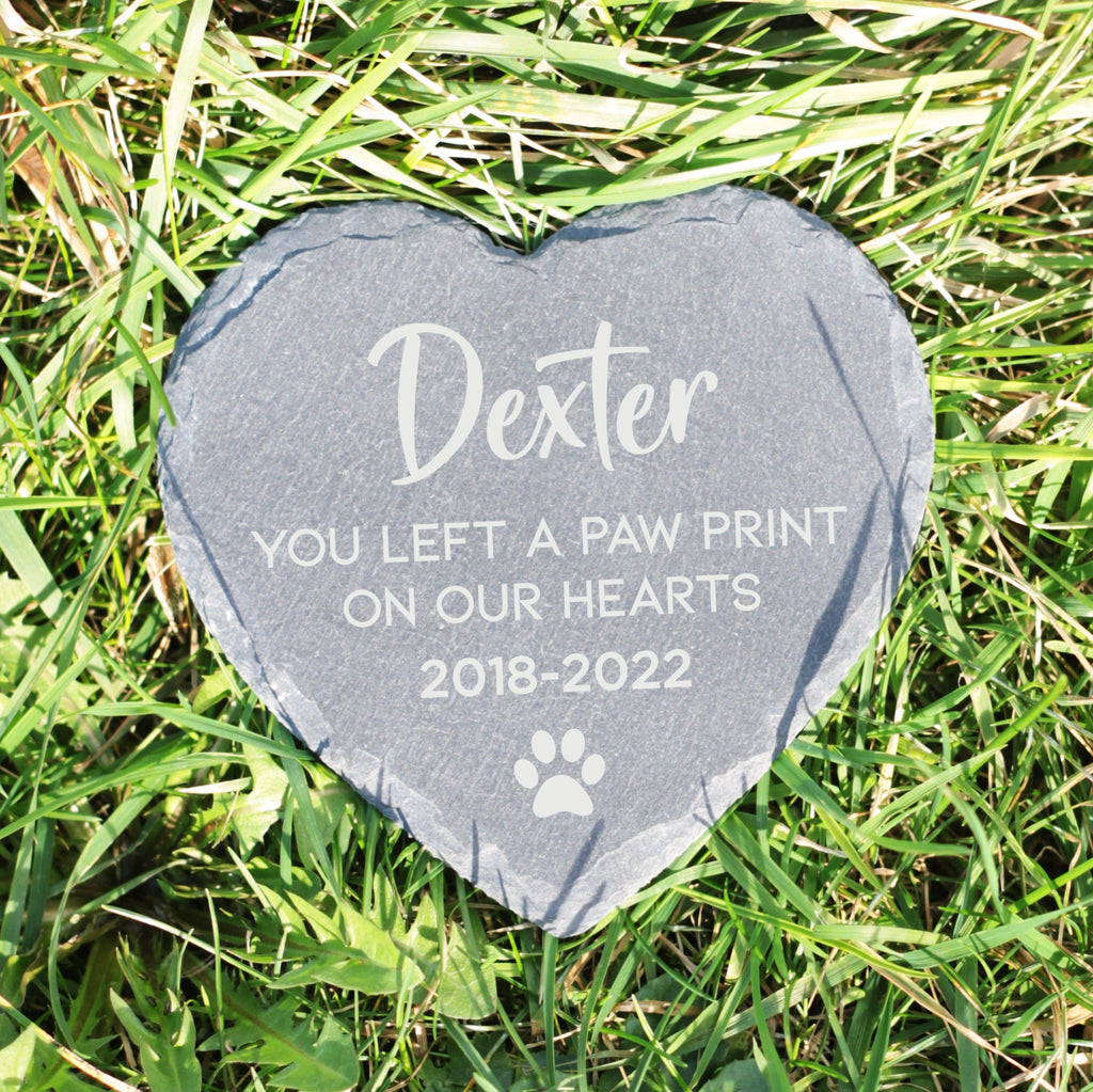 Personalised Slate Heart Coaster- You Left A Pawprint On Our Hearts