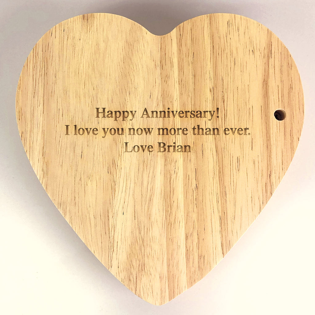 Personalised Couples Heart Shaped Wooden Cheeseboard and Knife Set