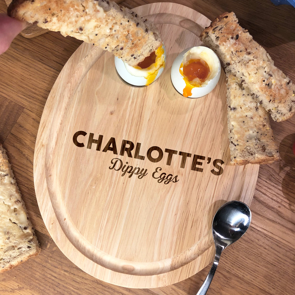 Personalised Egg Shaped Breakfast Board - Dippy Eggs