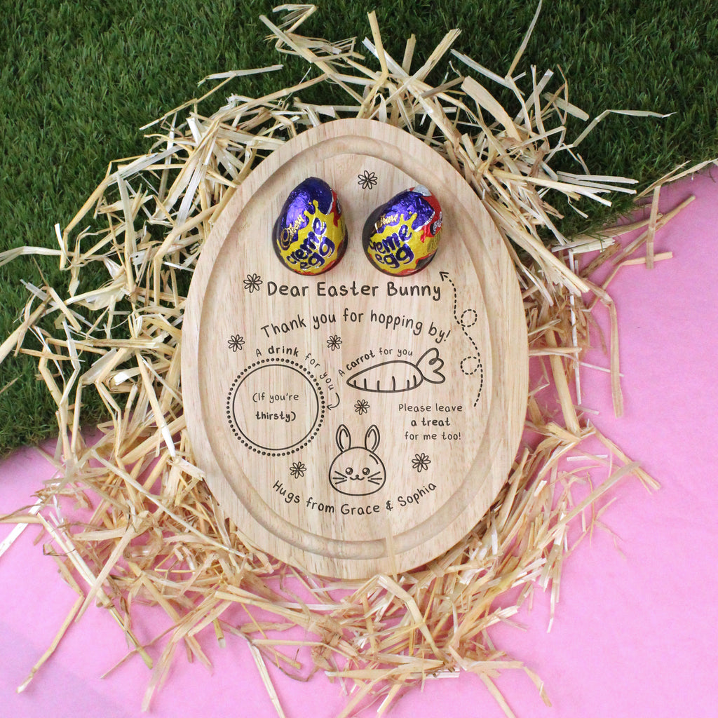 Personalised Egg Shaped Easter Bunny Board