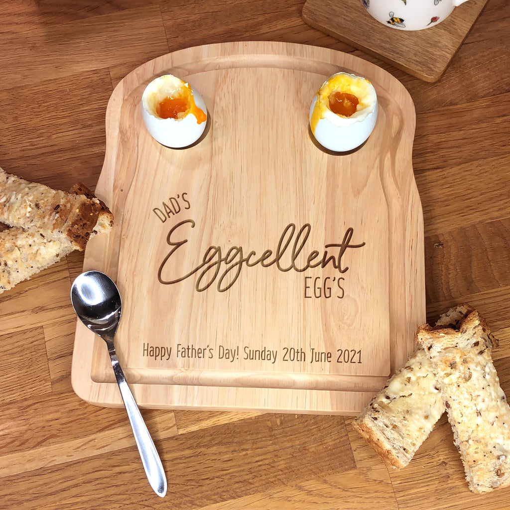 Personalised 'Daddy's Egg-cellent Egg's' Toast Shaped Breakfast Board for Dad