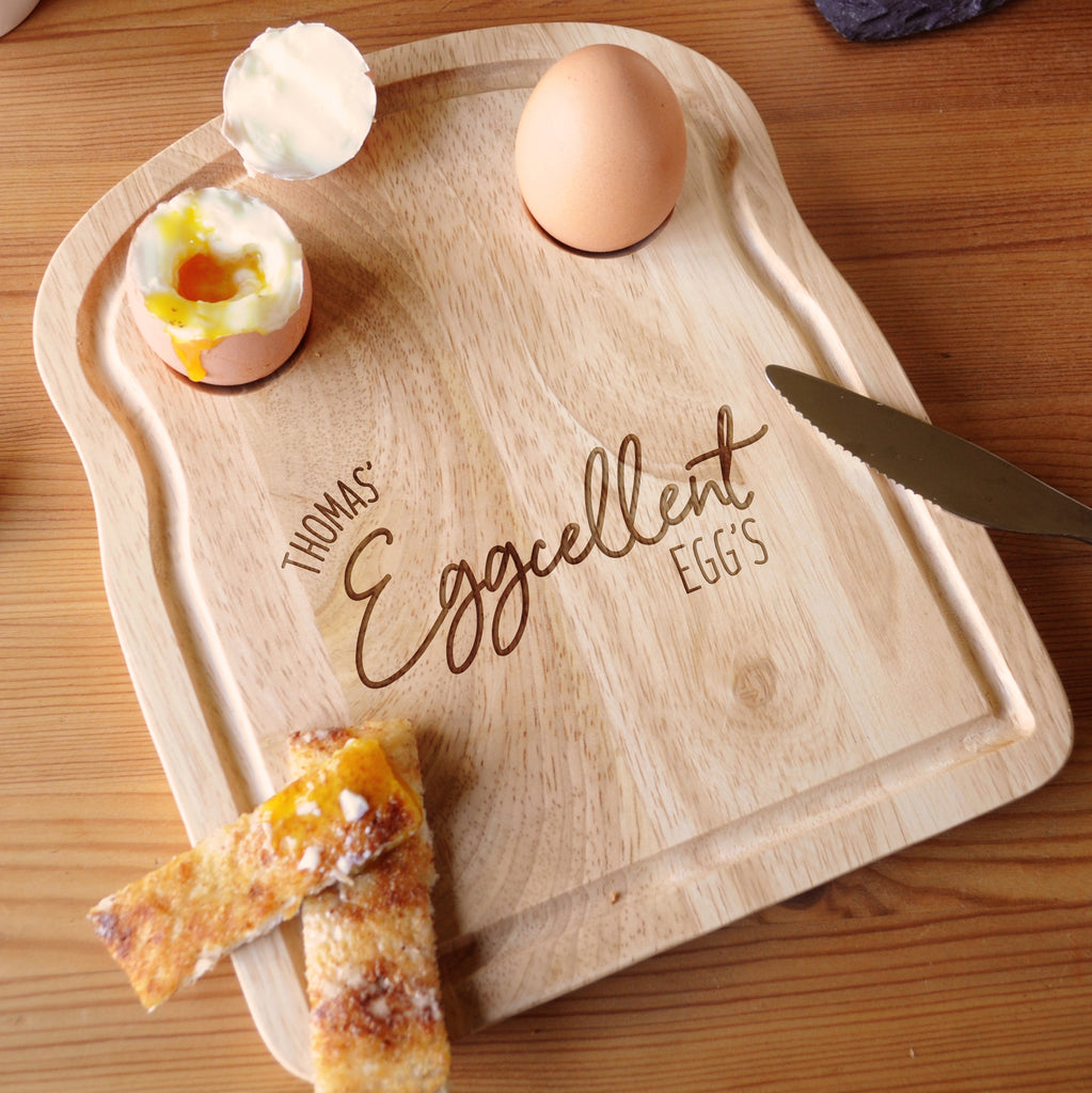 Personalised 'Eggcellent Egg's' Toast Shaped Breakfast Board