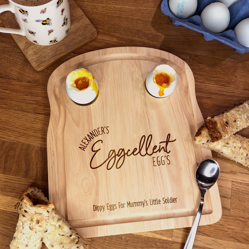 Personalised 'Eggcellent Egg's' Toast Shaped Breakfast Board