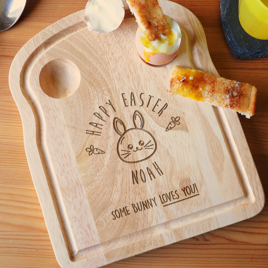 Personalised 'Happy Easter' Toast Shaped Breakfast Board
