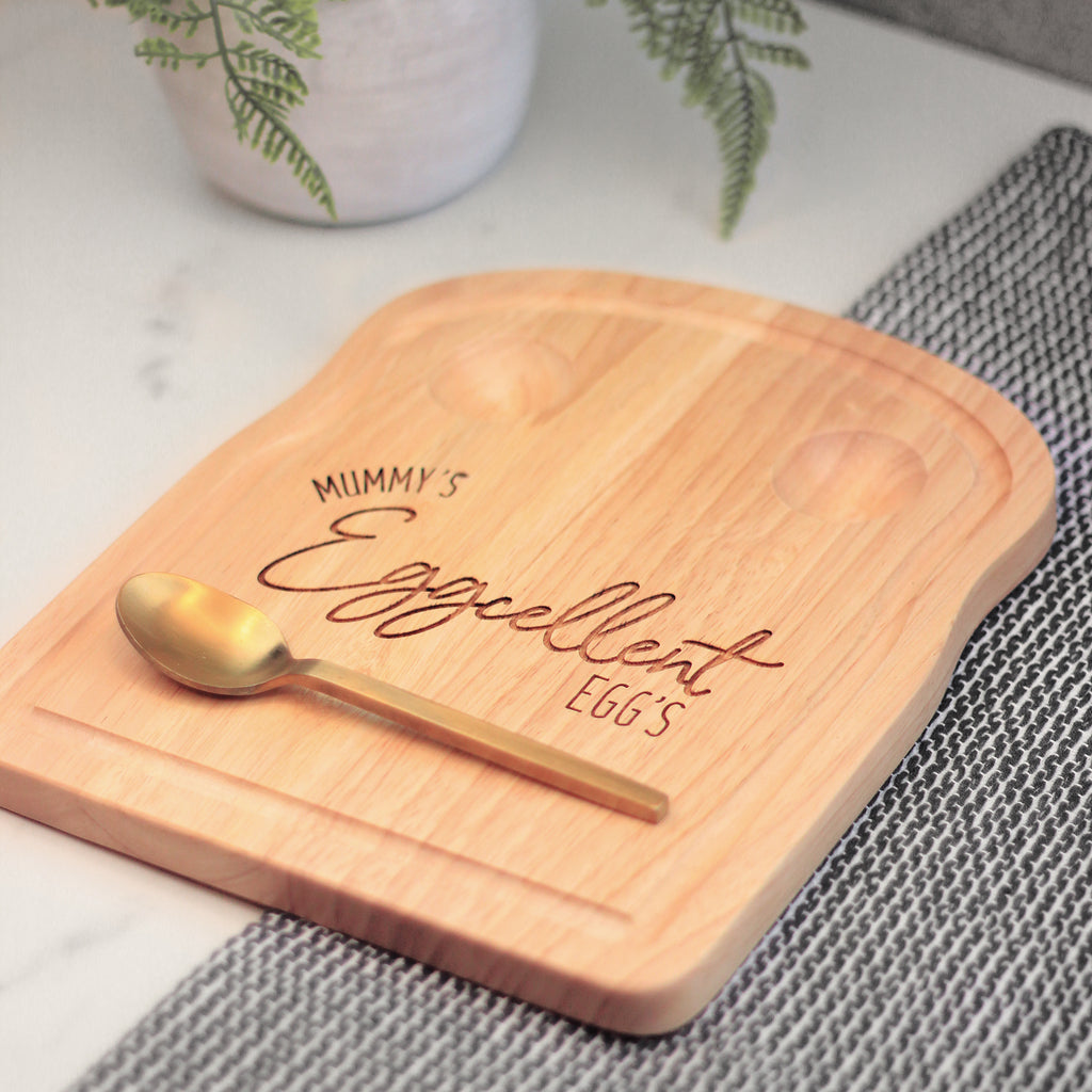 Personalised 'Mummy's Eggcellent Egg's' Toast Shaped Breakfast Board for Mum
