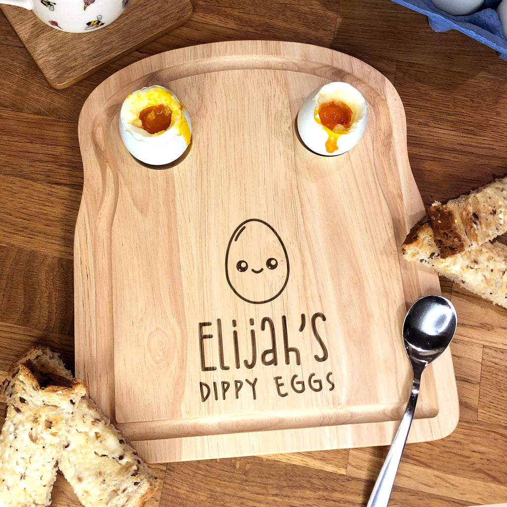 Personalised Toast Shaped 'Dippy Eggs' Breakfast Board - Bunny, Chick, Boiled Egg, Toast, Fried Egg