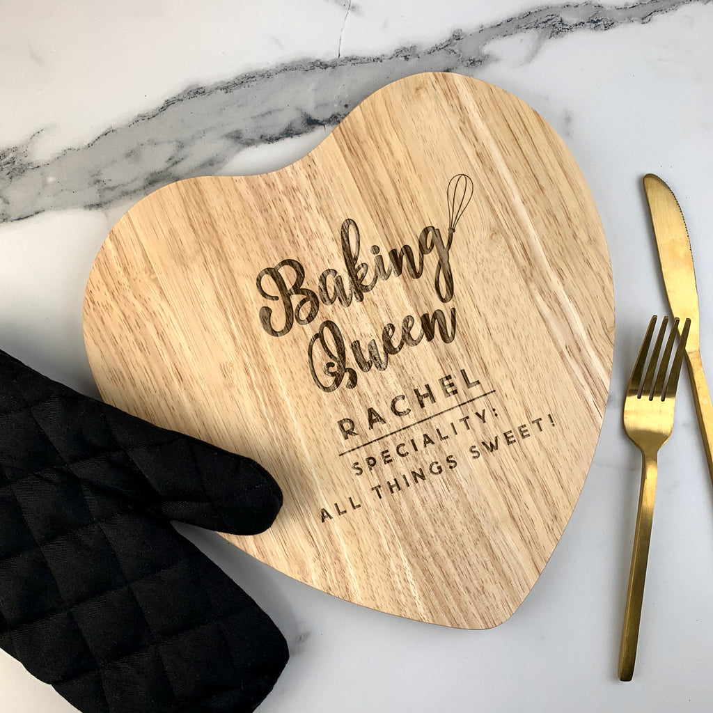 Personalised Wooden 'Baking Queen' Heart Cake Stand