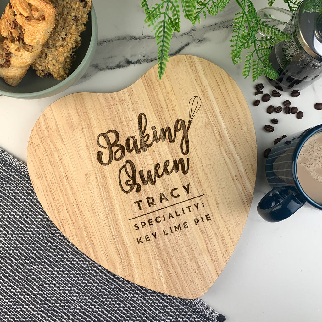 Personalised Wooden 'Baking Queen' Heart Cake Stand