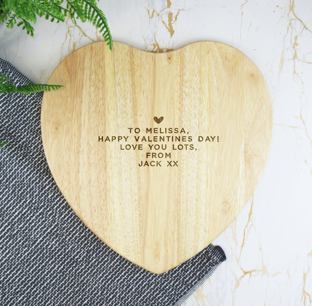 Personalised Couples Wooden Heart Shaped Chopping Board