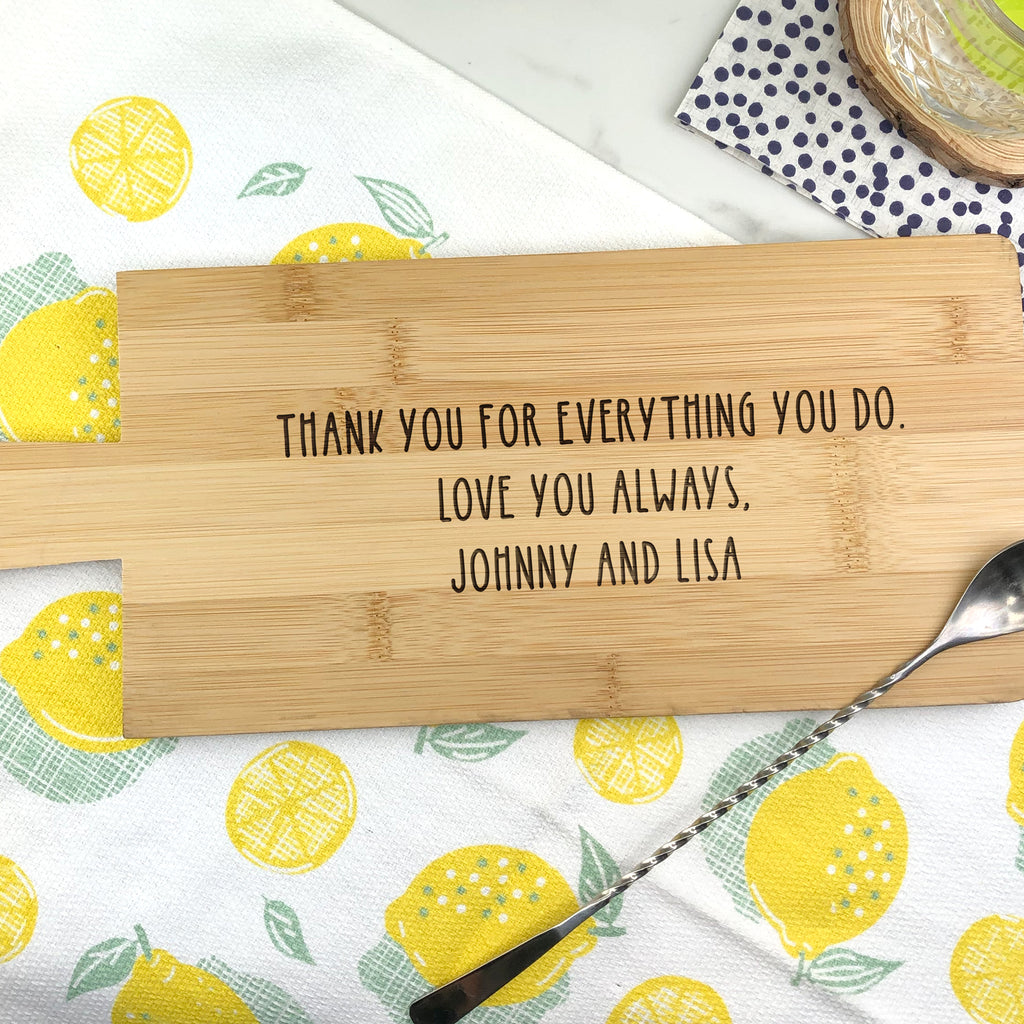 Personalised 'Mum's Gin & Tonic' Wooden Paddle Chopping Board - When Life Gives You Lemons Add Gin, Tonic and Ice