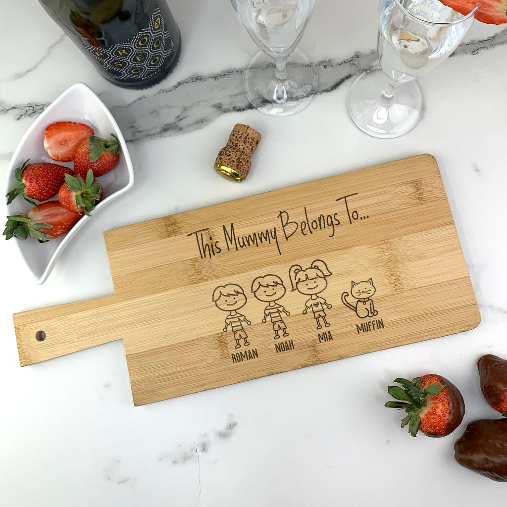 Personalised 'This Mummy Belongs To' Bamboo Chopping Paddle Board
