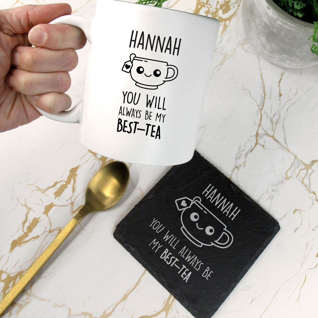 Personalised 'You Will Always Be My Best-Tea' Coffee Mug with Slate Coaster Option