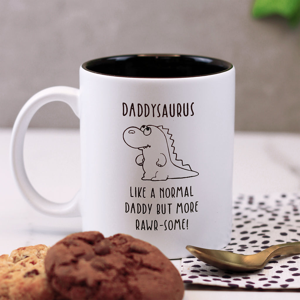 Personalised "Daddysaurus" Black Reveal Coffee Mug