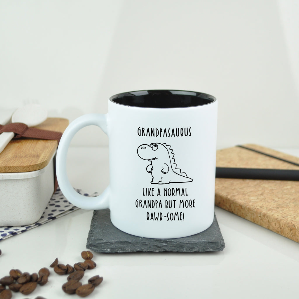 Personalised "Grandpasaurus" Black Reveal Coffee Mug - Like A Normal Grandpa But More Rawr-Some
