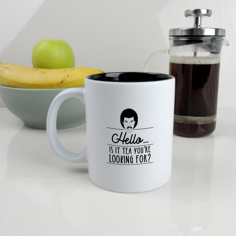 Engraved "Hello, Is It Tea You're Looking For?" Coffee Mug - Funny Lionel Richie Gift