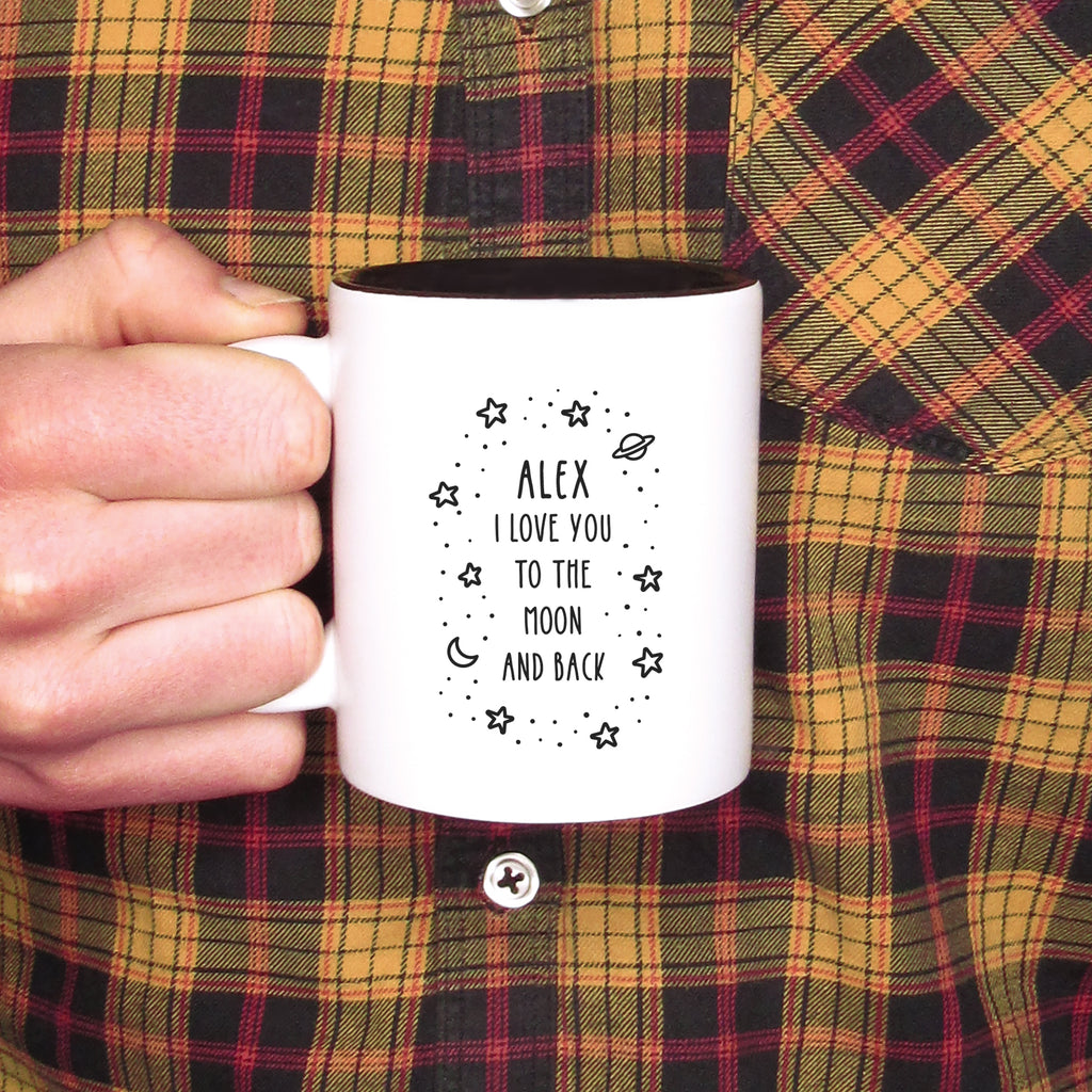 Personalised 'I Love You To The Moon & Back' Black Reveal Coffee Mug