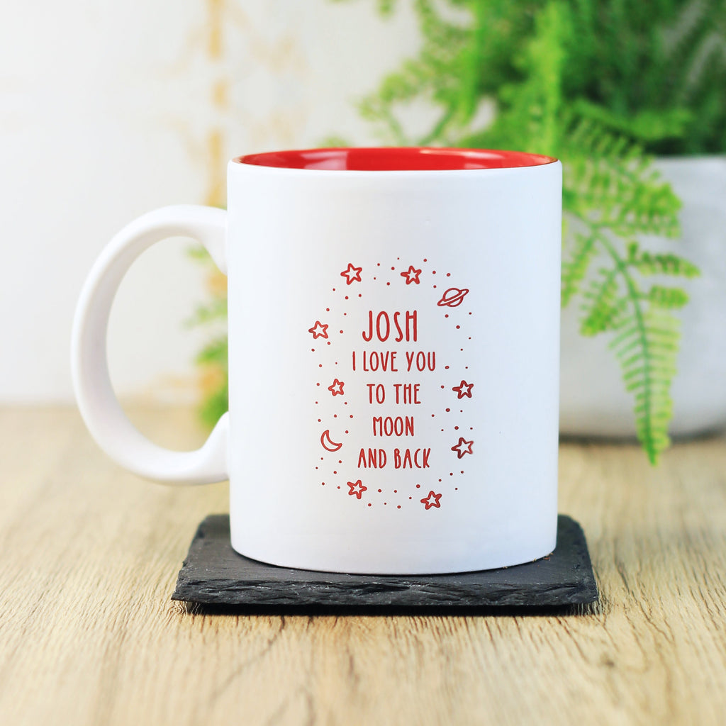 Personalised 'I Love You To The Moon & Back' Red Reveal Coffee Mug