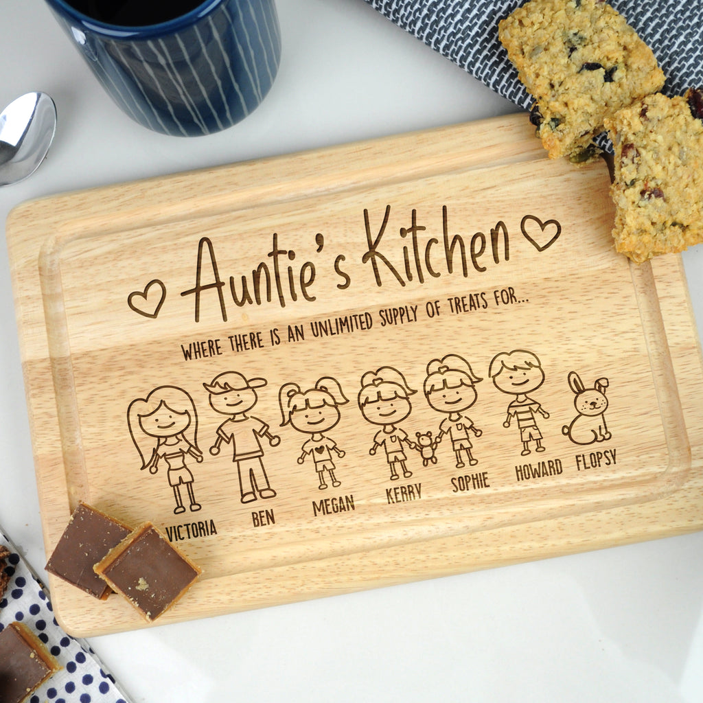 Personalised 'Auntie's Kitchen' Wooden Rectangle Chopping Board - Where There Is An Unlimited Supply Of Treats