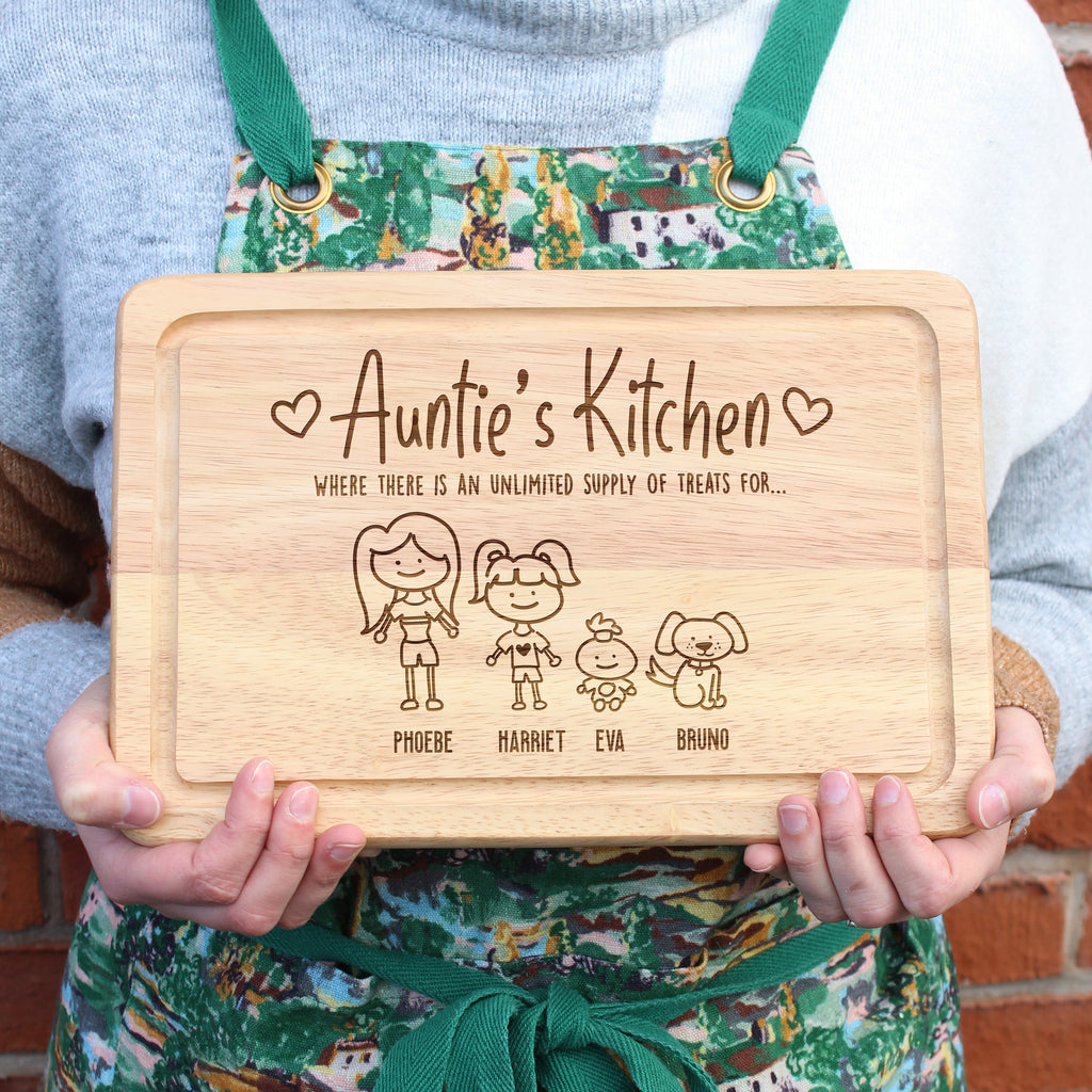 Personalised 'Auntie's Kitchen' Wooden Rectangle Chopping Board - Where There Is An Unlimited Supply Of Treats