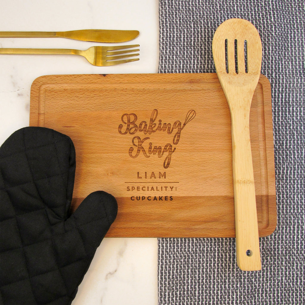 Personalised Wooden 'Baking King' Cutting Board, Baking Gift Cake Stand Gift for Him