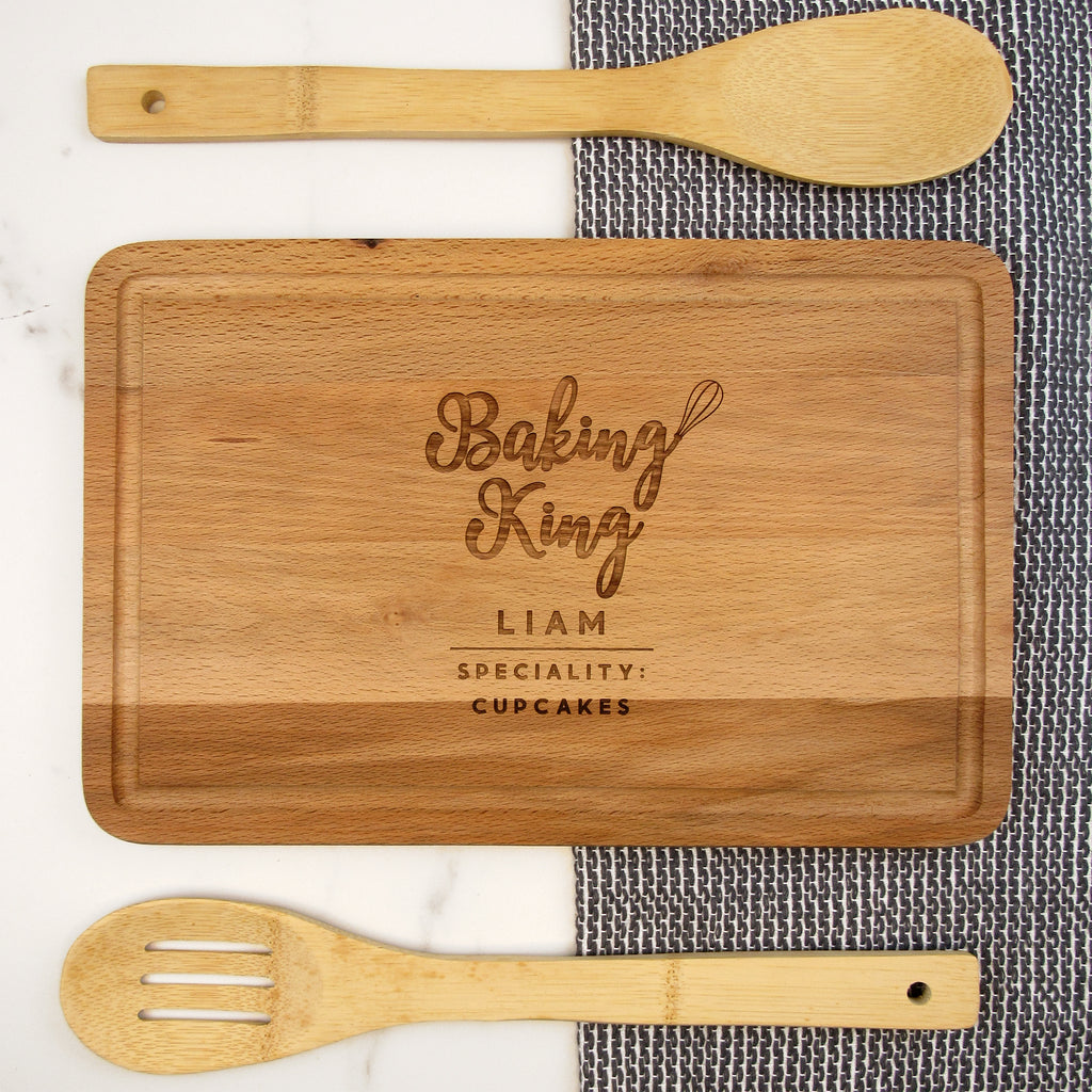 Personalised Wooden 'Baking King' Cutting Board, Baking Gift Cake Stand Gift for Him