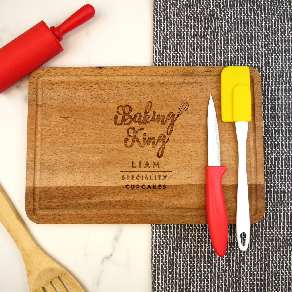 Personalised Wooden 'Baking King' Cutting Board, Baking Gift Cake Stand Gift for Him