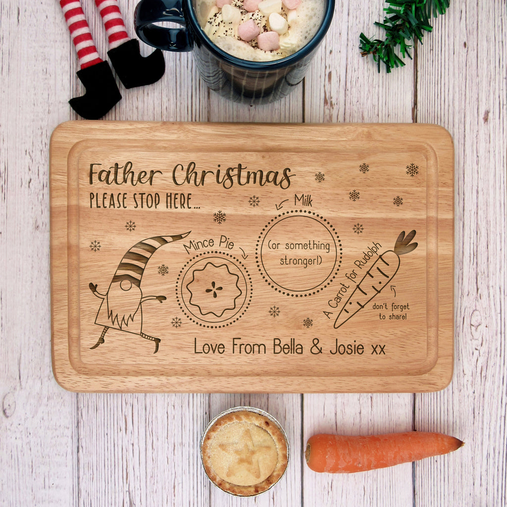 Personalised "Father Christmas Please Stop Here" Wooden Rectangle Christmas Eve Board